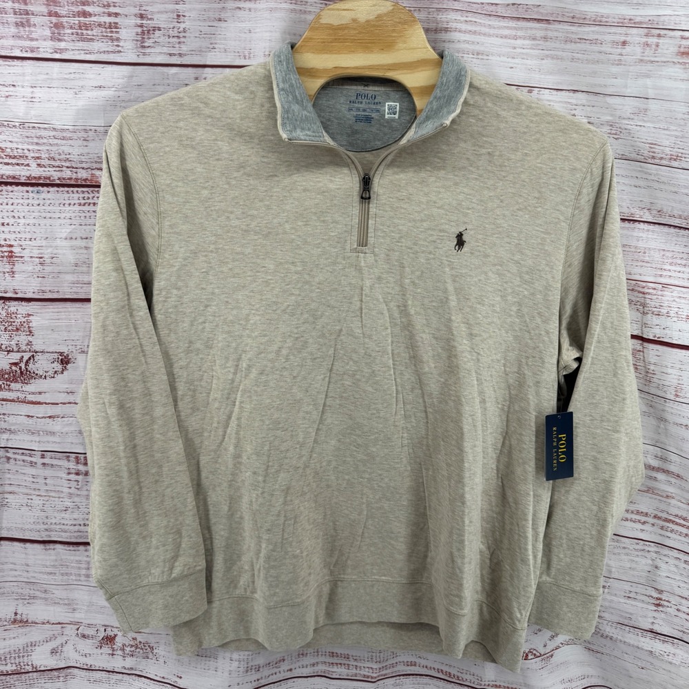 Polo Ralph Lauren‎ Sweater Mens 2XL Quarter Zip Pullover Classic Casual NEW